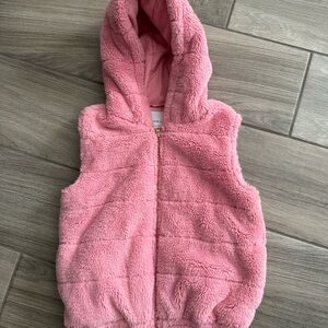 Janie & Jack Pink Fuzzy Hooded Vest